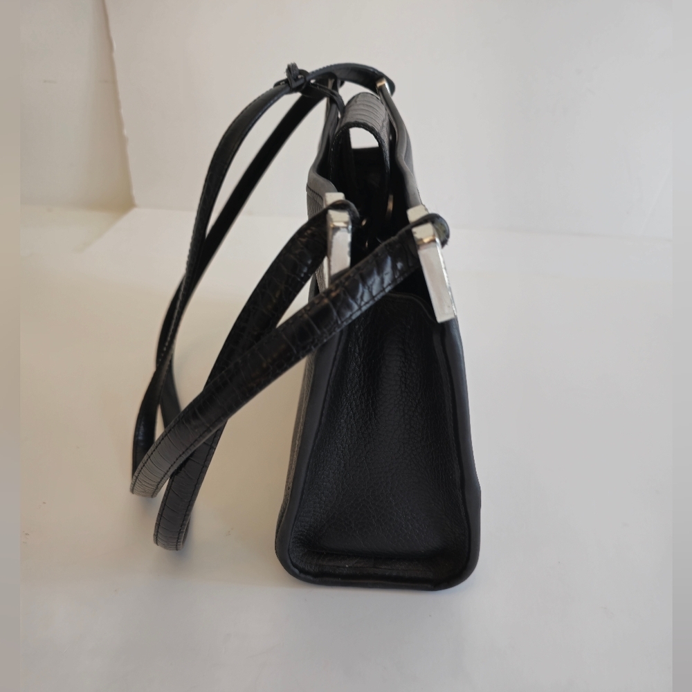 Brighton Vintage Handbag Shoulder Bag Black Brown Croc Leather - Picture 6 of 16